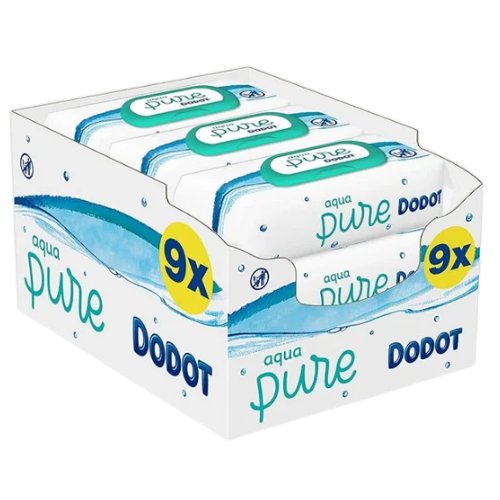 Dodot Aqua Pure babyservetter med 99 % vatten, 18 förpackningar